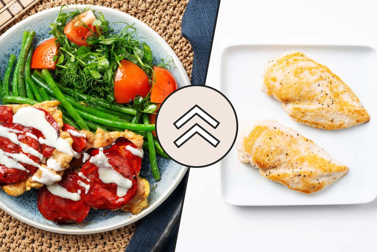 Chorizo Topped Chicken Breast in a Cheesy Sauce