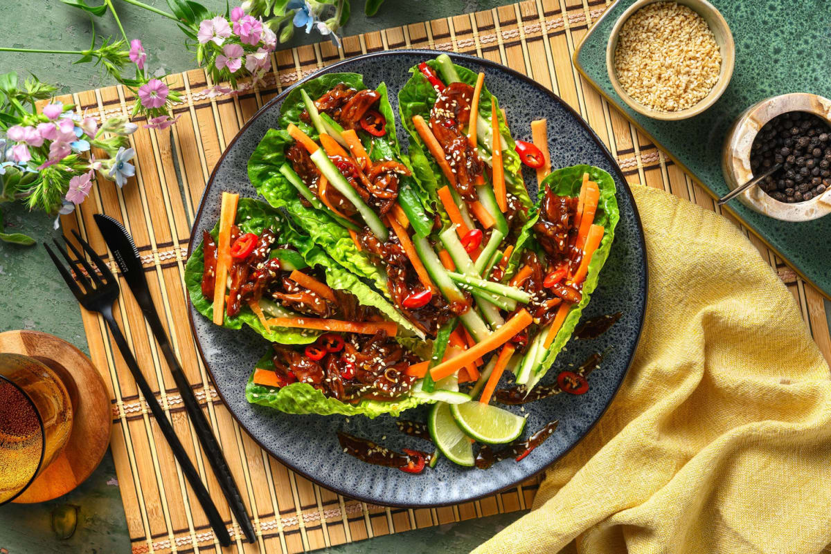 Shredded Hoisin Ginger Duck Lettuce Cups