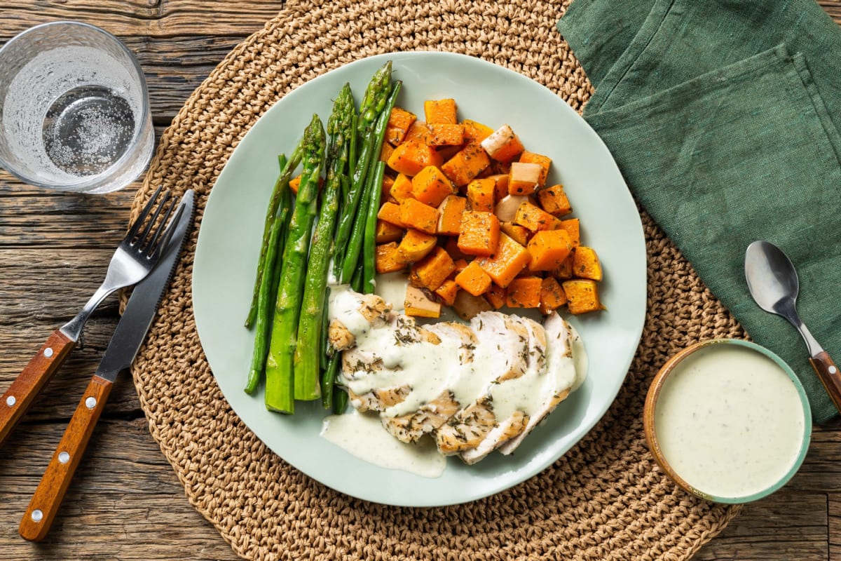 Thyme Chicken Breast & Herbed Butternut Squash Recipe