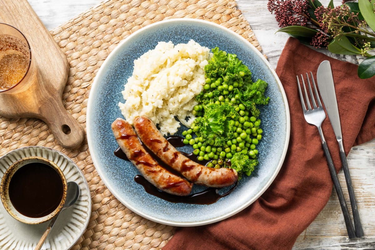 Cumberland Sausages in a Red Wine Jus