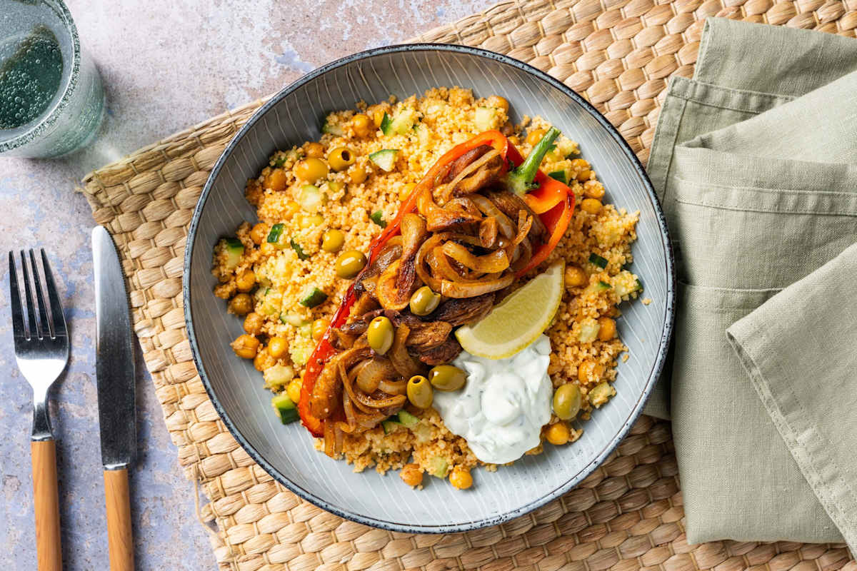 Couscoussalade met Lekker Fred's pulled paddo’s 