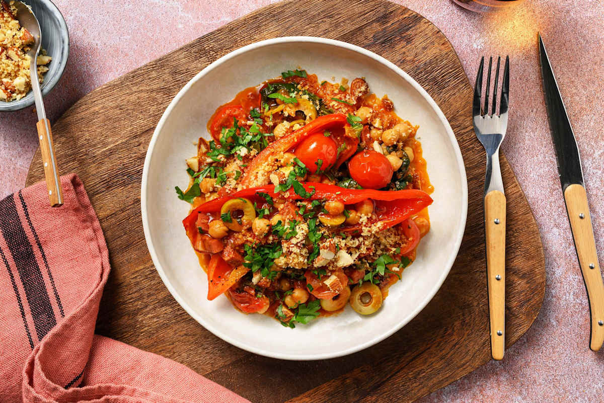 Spaanse stijl smokey chorizostoofpot met kikkererwten