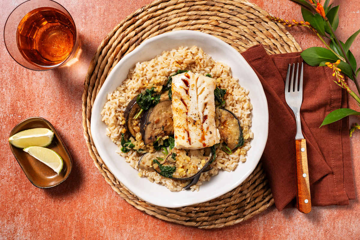 Curry met kabeljauw en spinazie