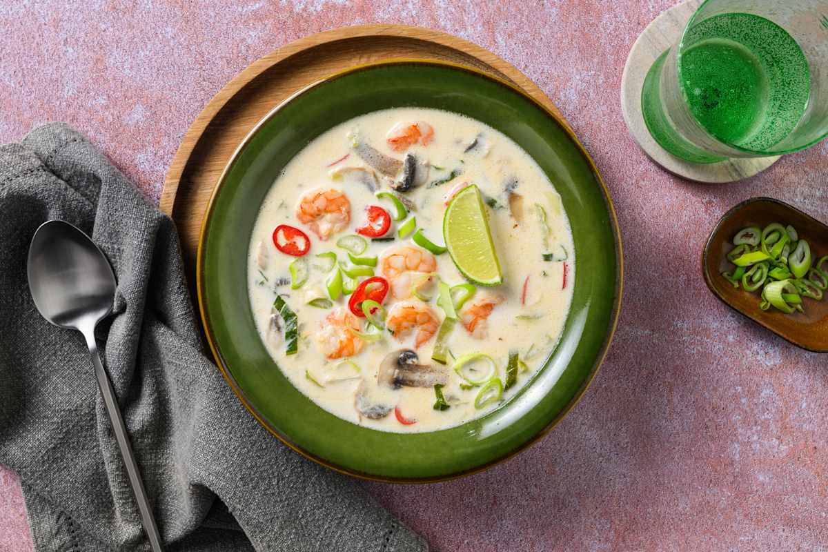 Thaise kokossoep met garnalen