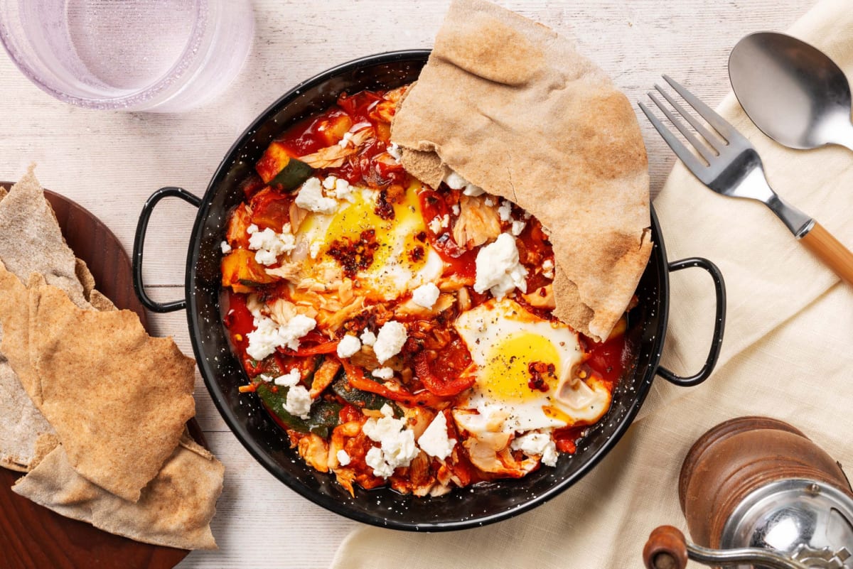 Tuna Shakshuka with Feta & Basil Crème