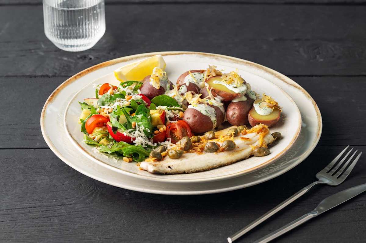 Zeebaarsfilet met kappertjes-citroenbotersaus
