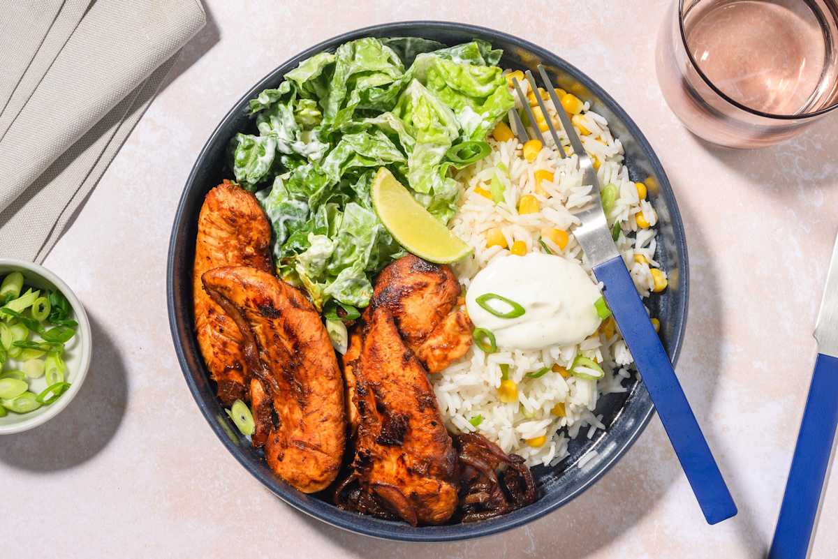 Chipotle Chicken Bowl mit Konfetti-Reis