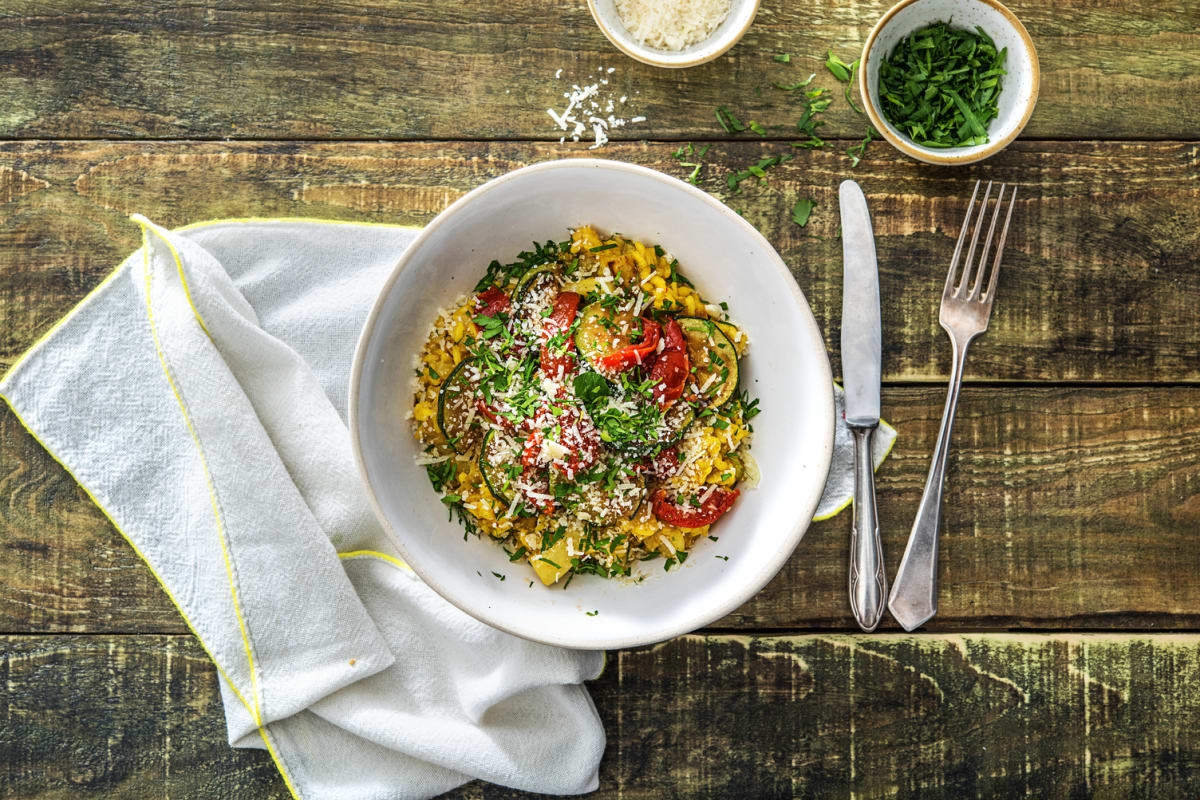 Sommerliches Risotto mit Safran,