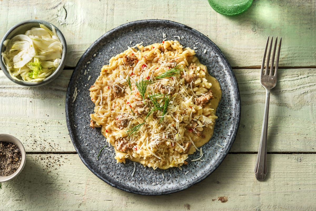 Niet gebruiken: Risotto met venkel en varkensworst van Brandt & Levie