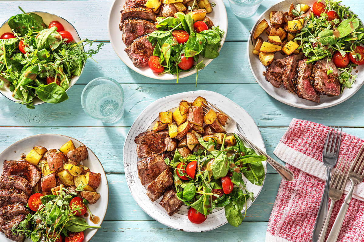 Saucy Steak with Roasted Rosemary Potatoes