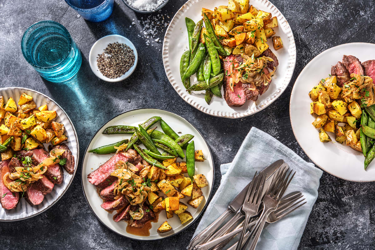 Pan-Seared Steak with Thyme-Onion Gravy