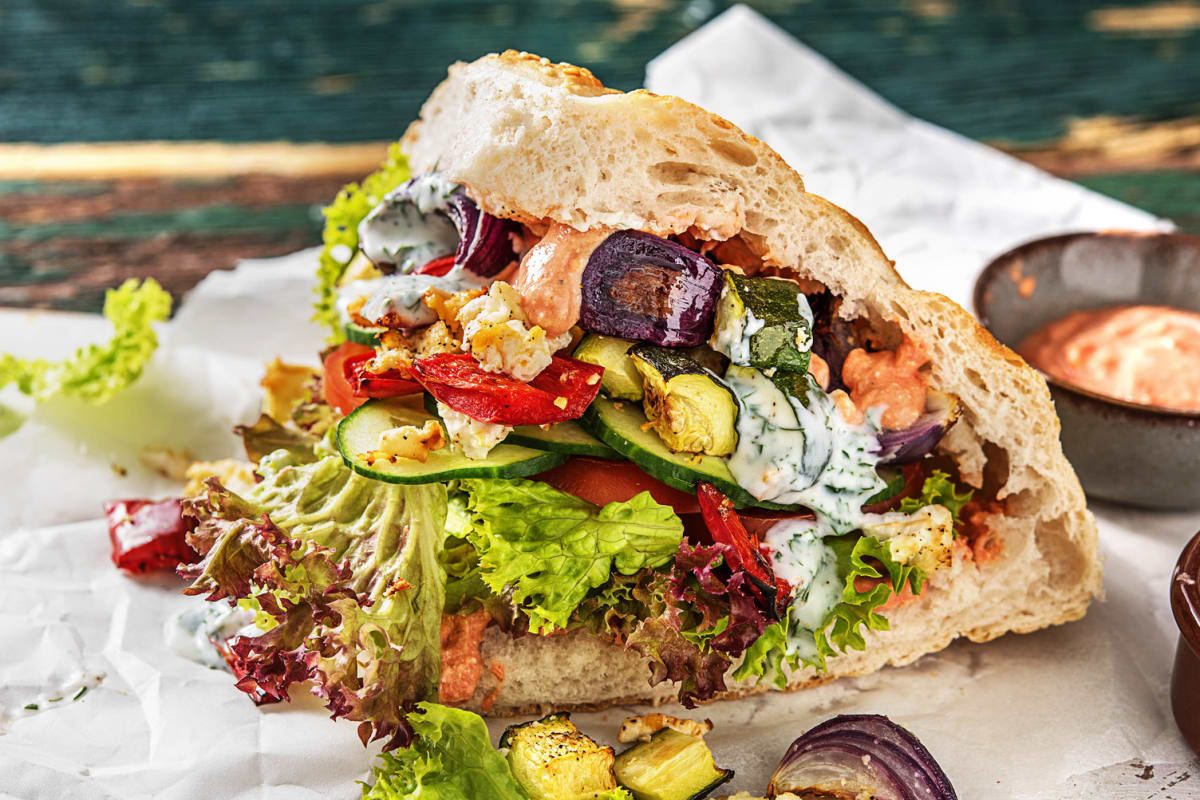 Veggie-Döner: Ofengemüse im Fladenbrot