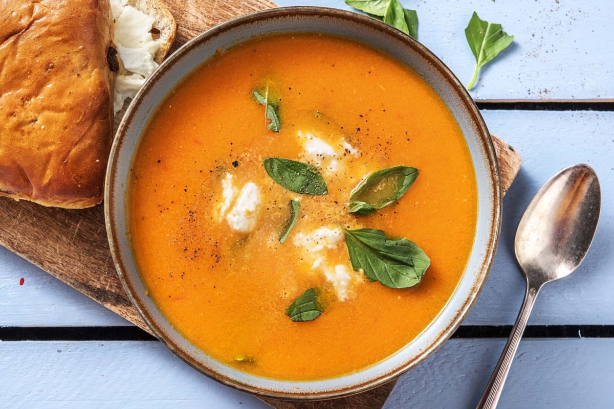 Veggie + protein -  Soupe de carotte, tomate et boulettes de viande