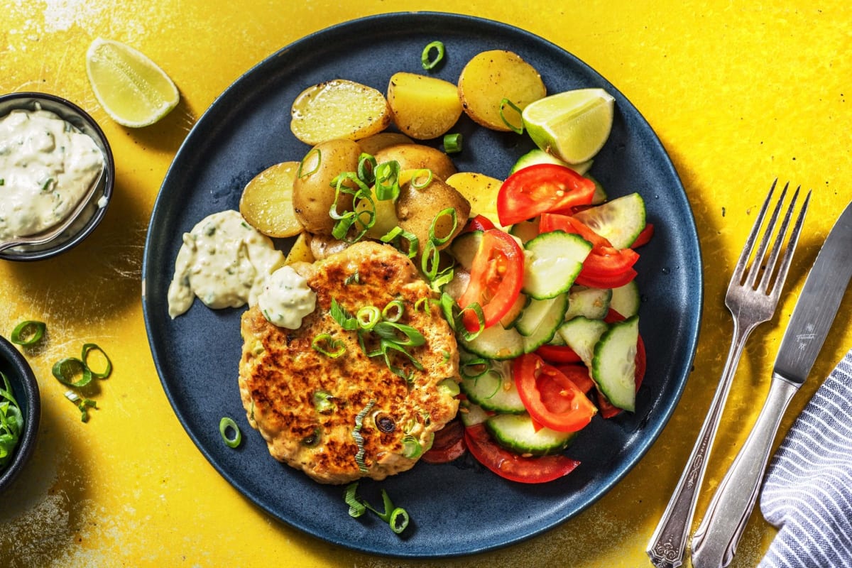 Tonijnburger met Drieling aardappelen