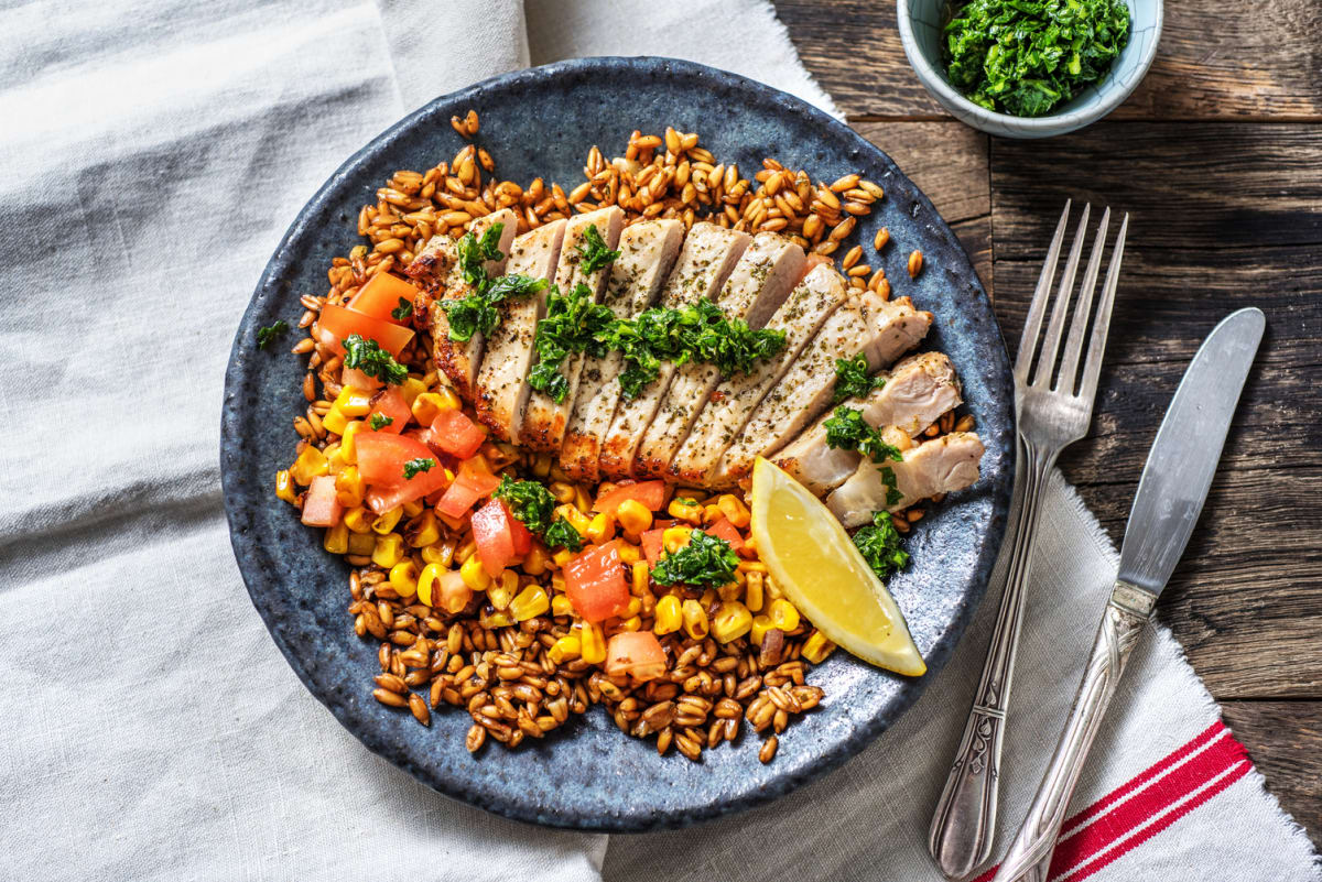 Herby Pork with Parsley Pesto Sauce