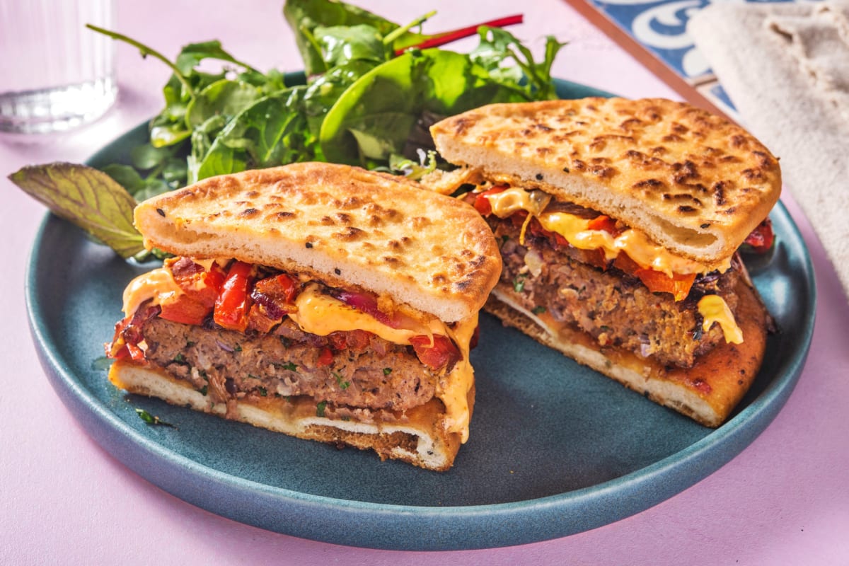 Lamb Merguez Patties on Toasted Naan