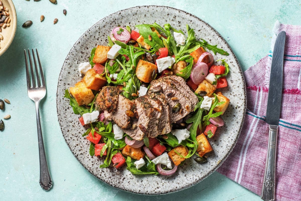 Filet De Porc Et Salade Au Melon D'Eau