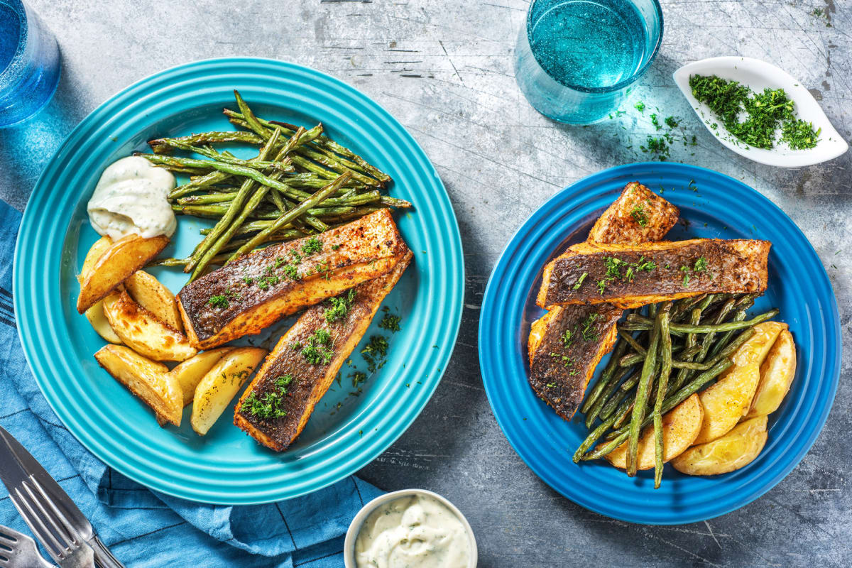 One-Tray Herb Rubbed Salmon