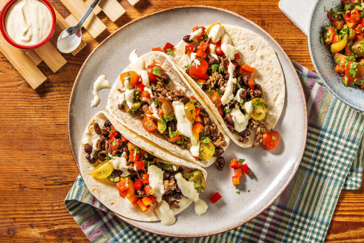 Black Bean Tacos and Tomato Pepper Salsa 