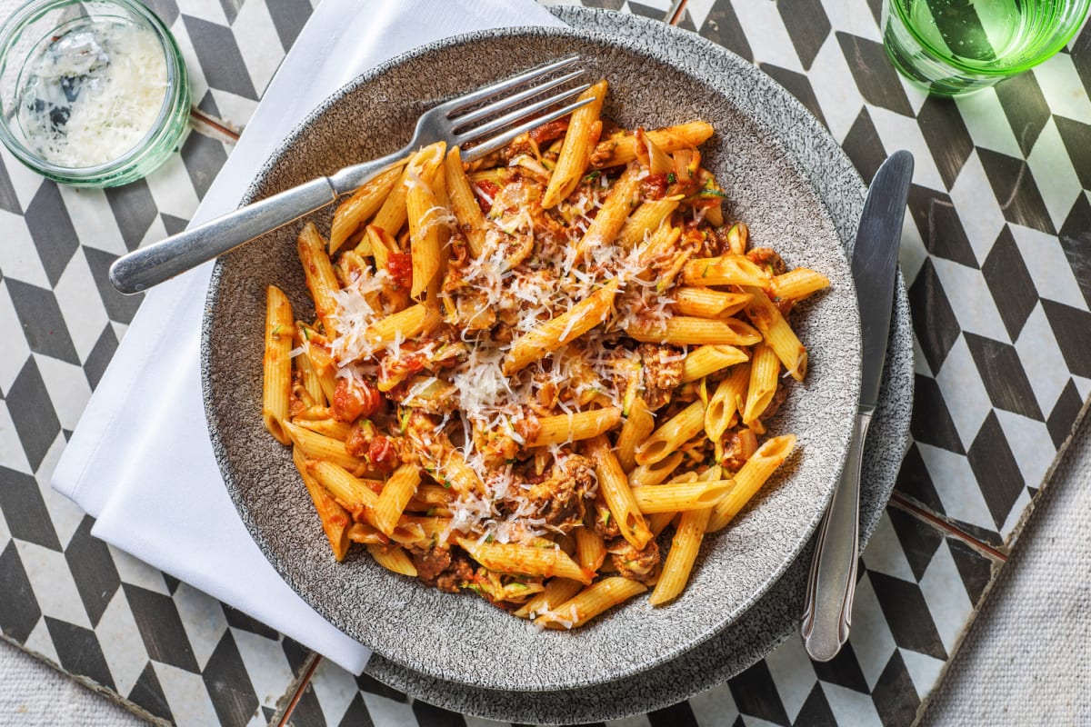 Penne and tarragon meatballs