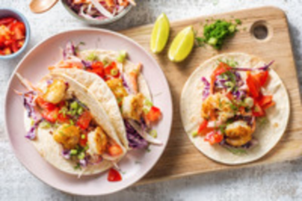 Double protein - Mini-tortilla's met knapperige garnalen en venkel
