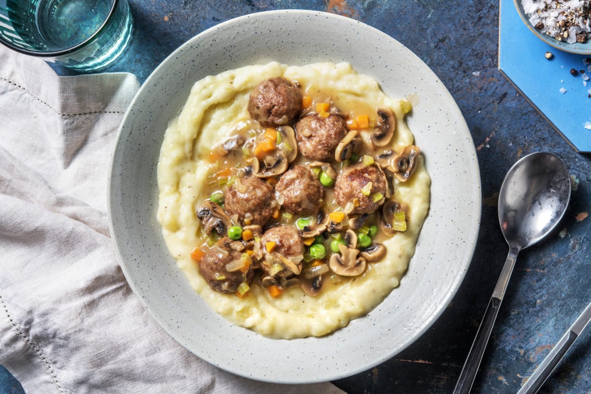 Hearty Meatball and Mushroom Stew 