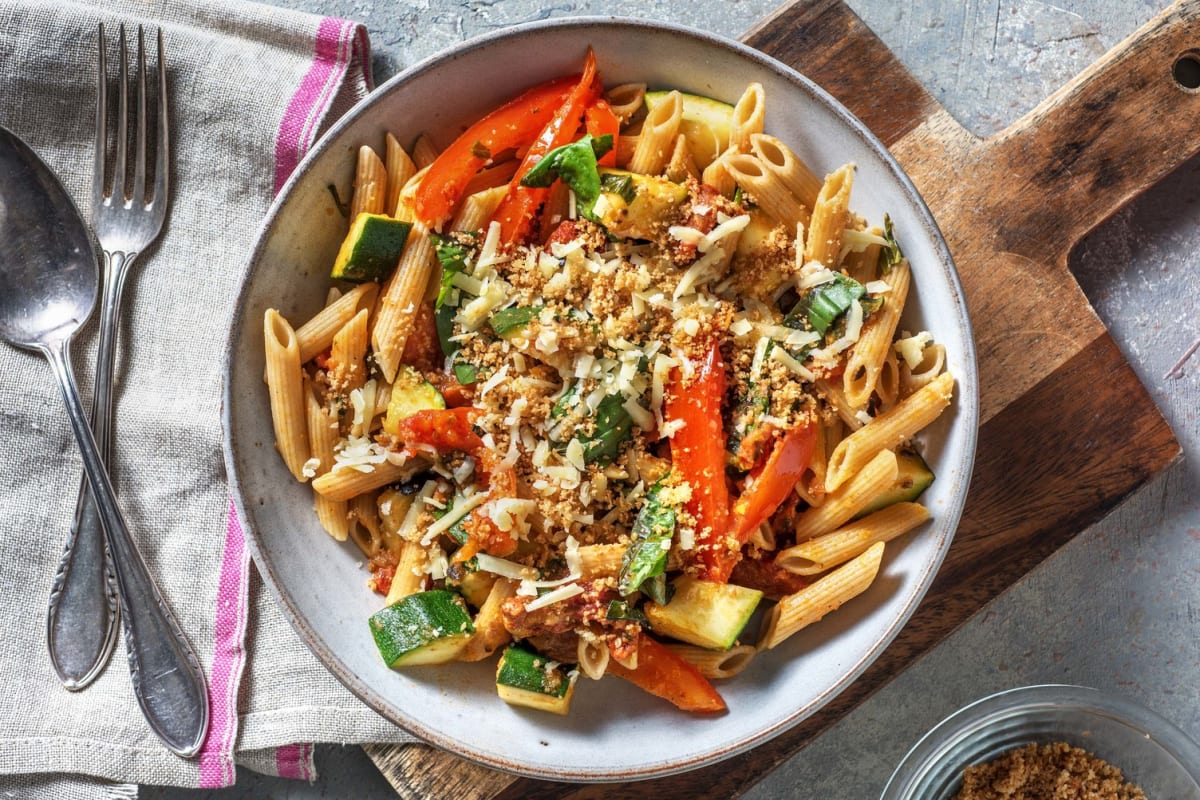 Vollkorn-Penne mit Tomatensoße