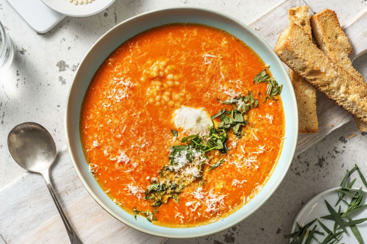 Soupe de tomates & poivron à l'estragon