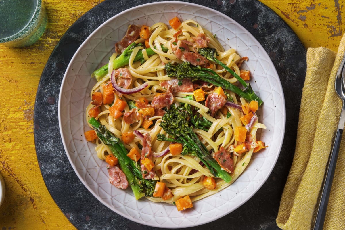 Serrano Ham and Butternut Squash Linguine