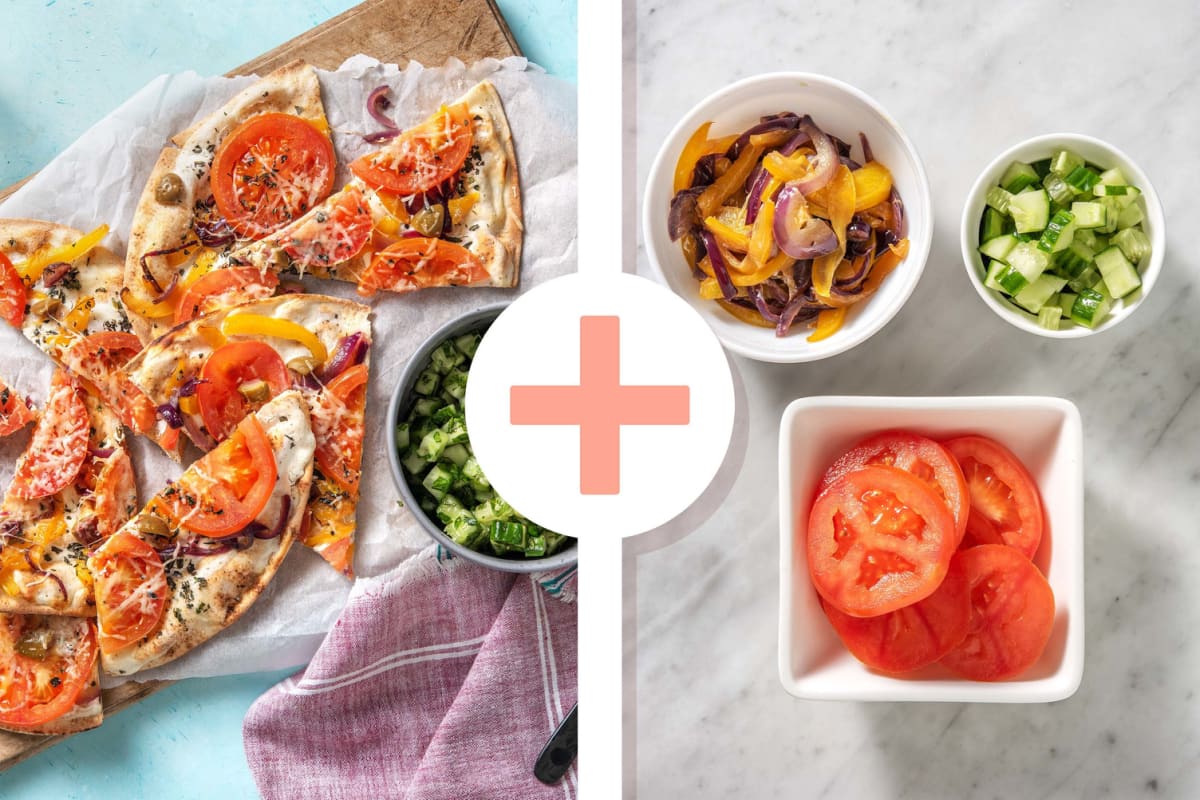 Double veggie - Griekse platbroodpizza met extra portie groente