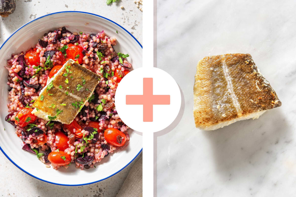 Double protein - Kabeljauwfilet met kruidensaus en friszoete parelcouscous