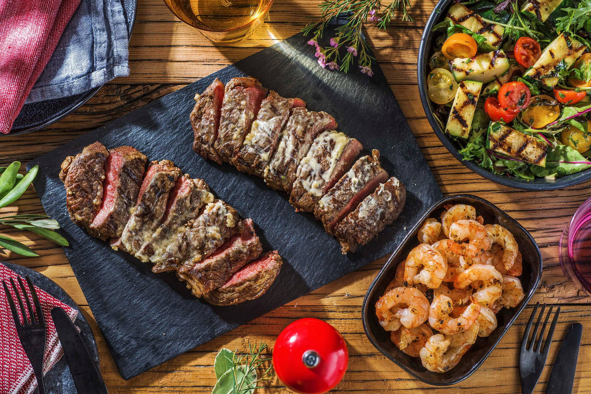 Steak with Montreal Spiced Shrimp Recipe HelloFresh