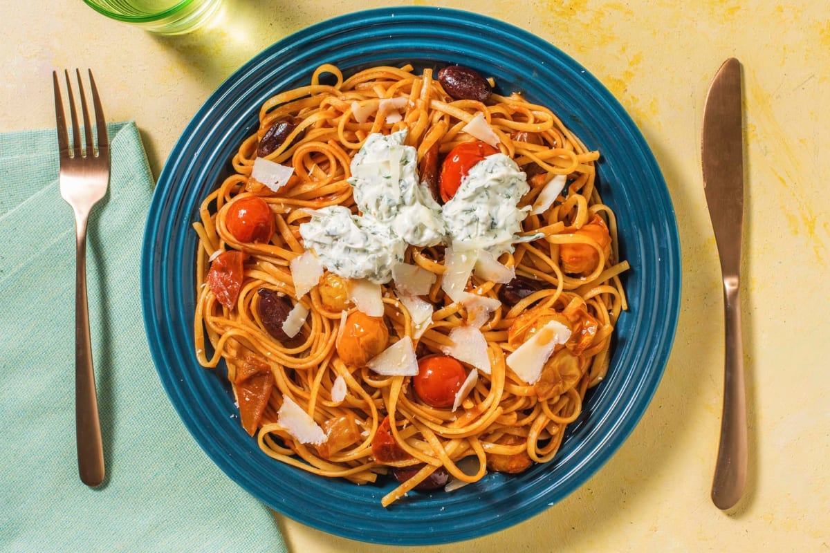 Frische Linguine mit Antipasti-Gemüse