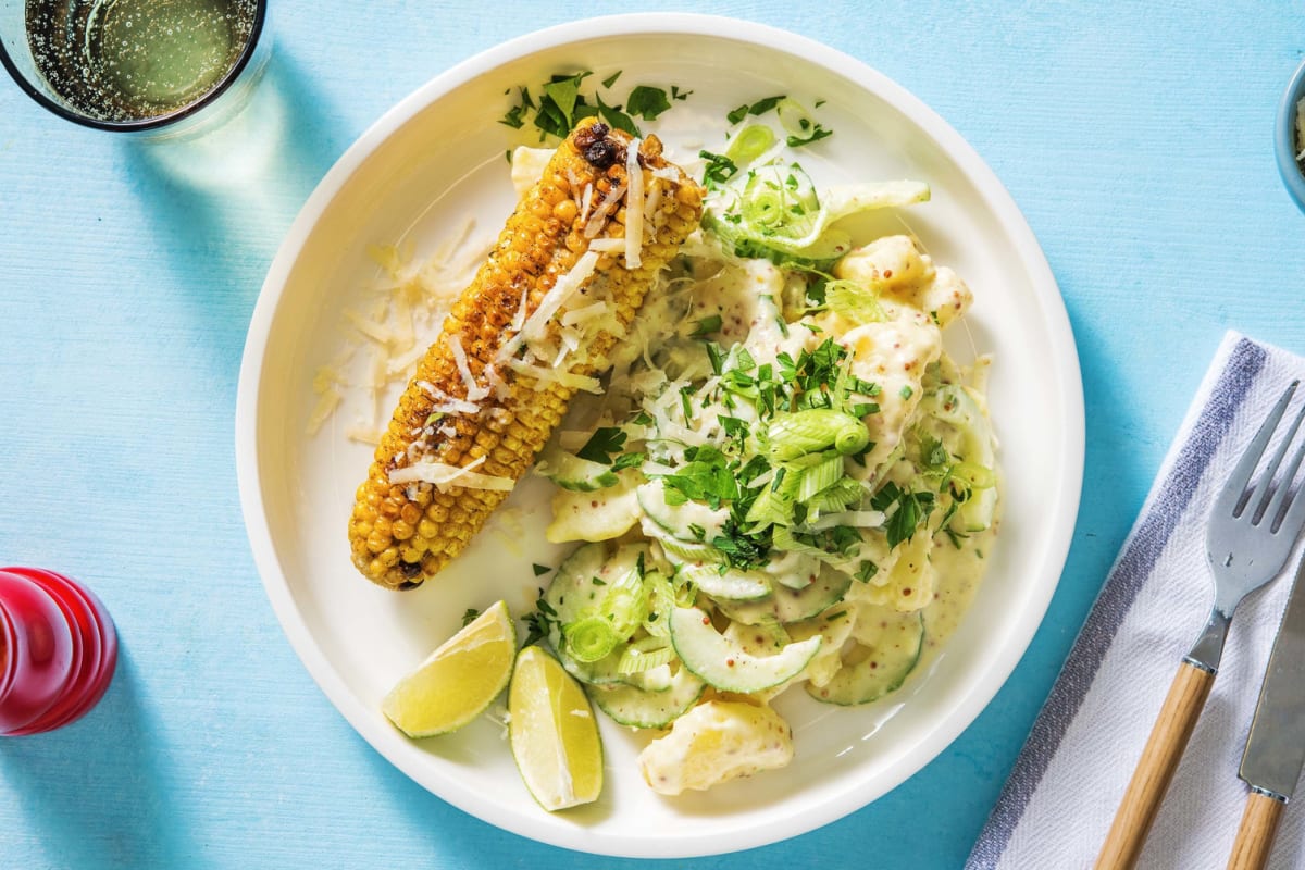 Maiskolben mit Limetten-Käse-Topping