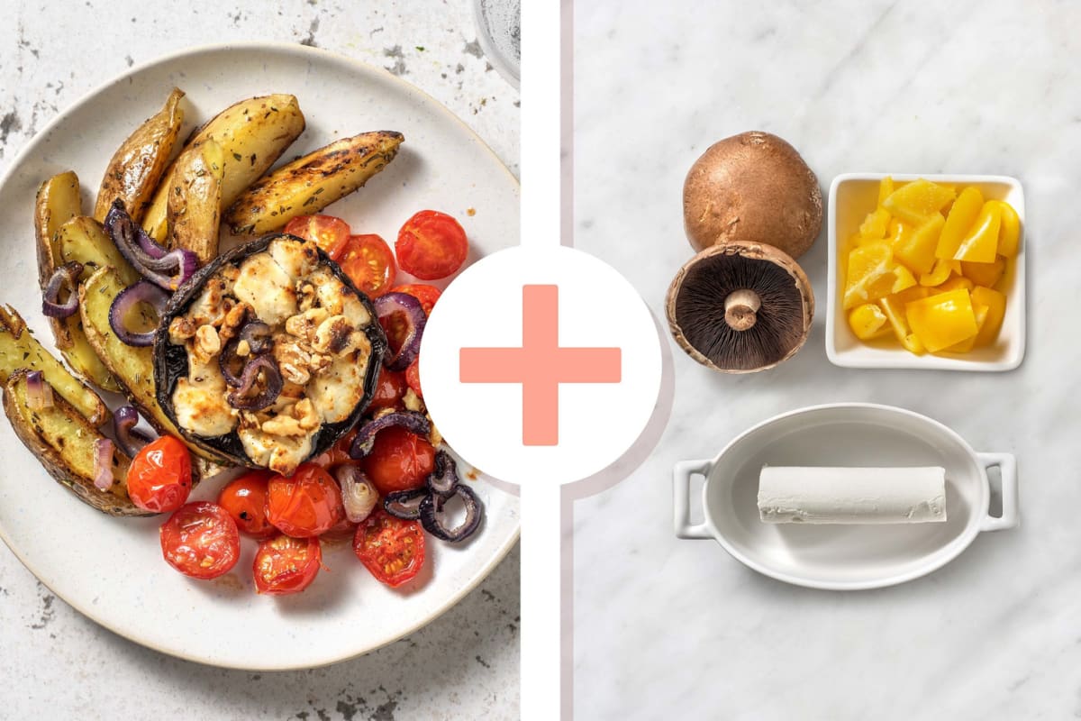 Double veggie - Gevulde portobello met aardappeltjes