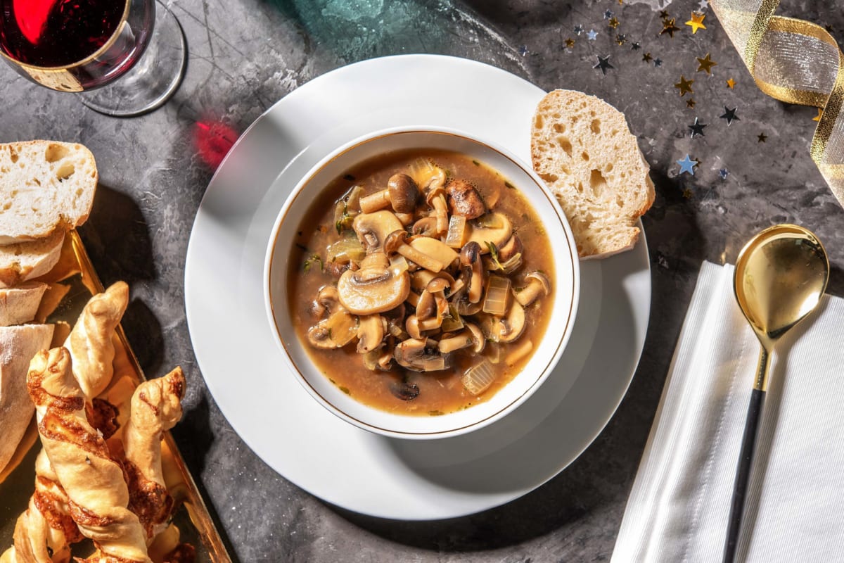 Soupe aux champignons et au thym