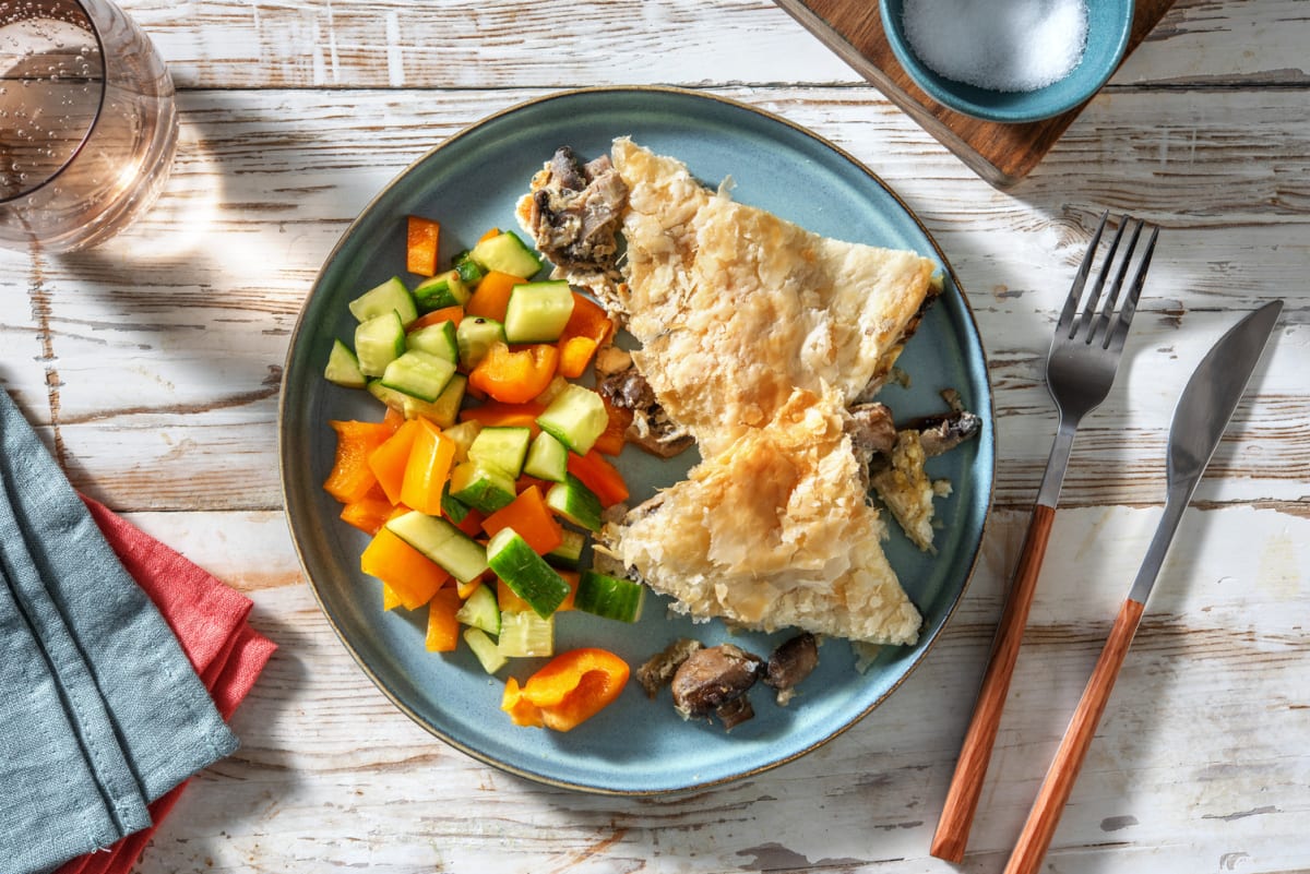 Tarte salée au fromage grec et aux champignons