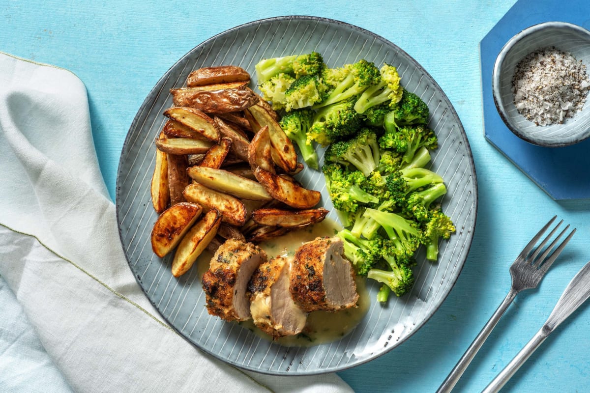 Porc en croûte d’herbes à la moutarde