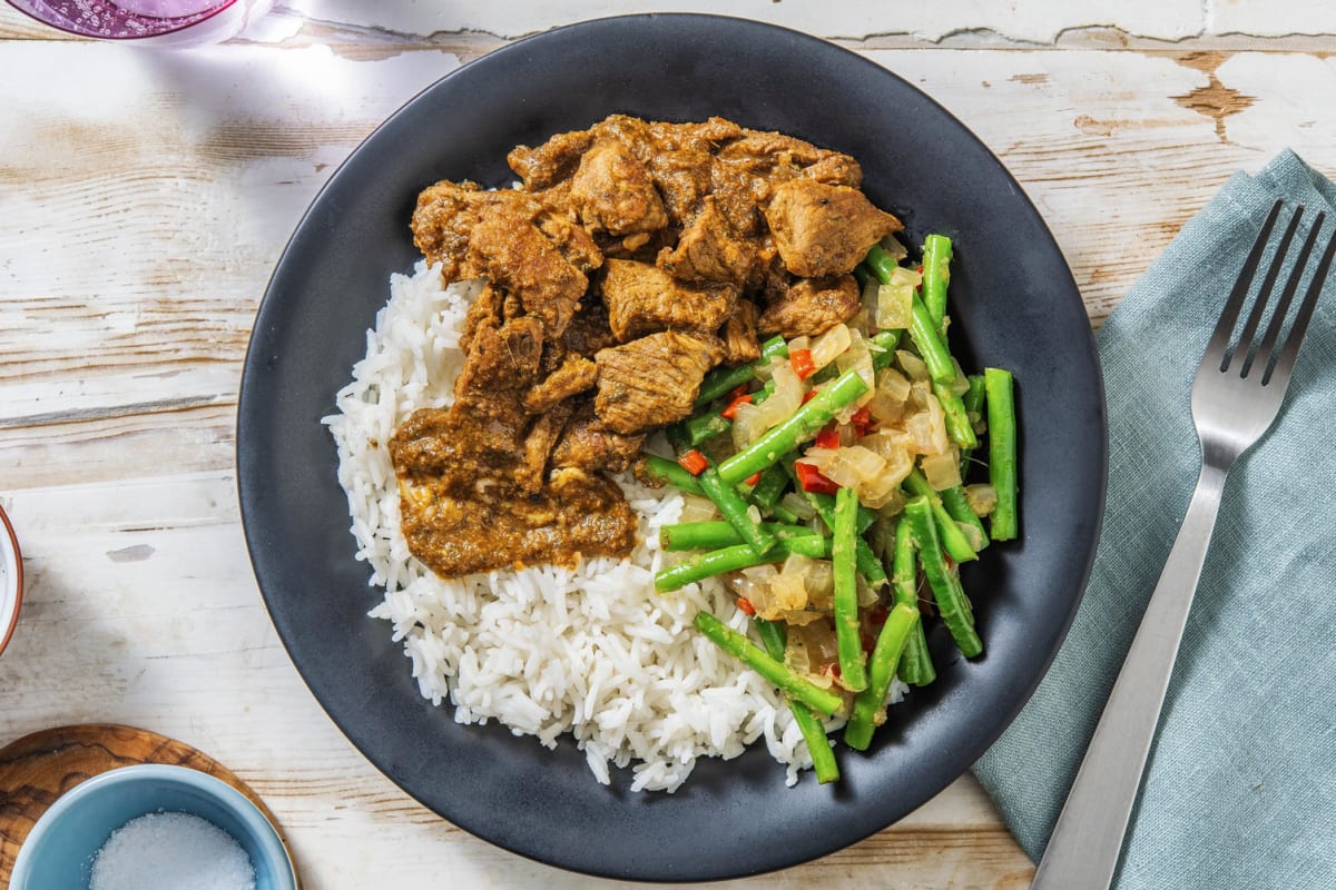Rendang met rundvlees en pittige broccoli