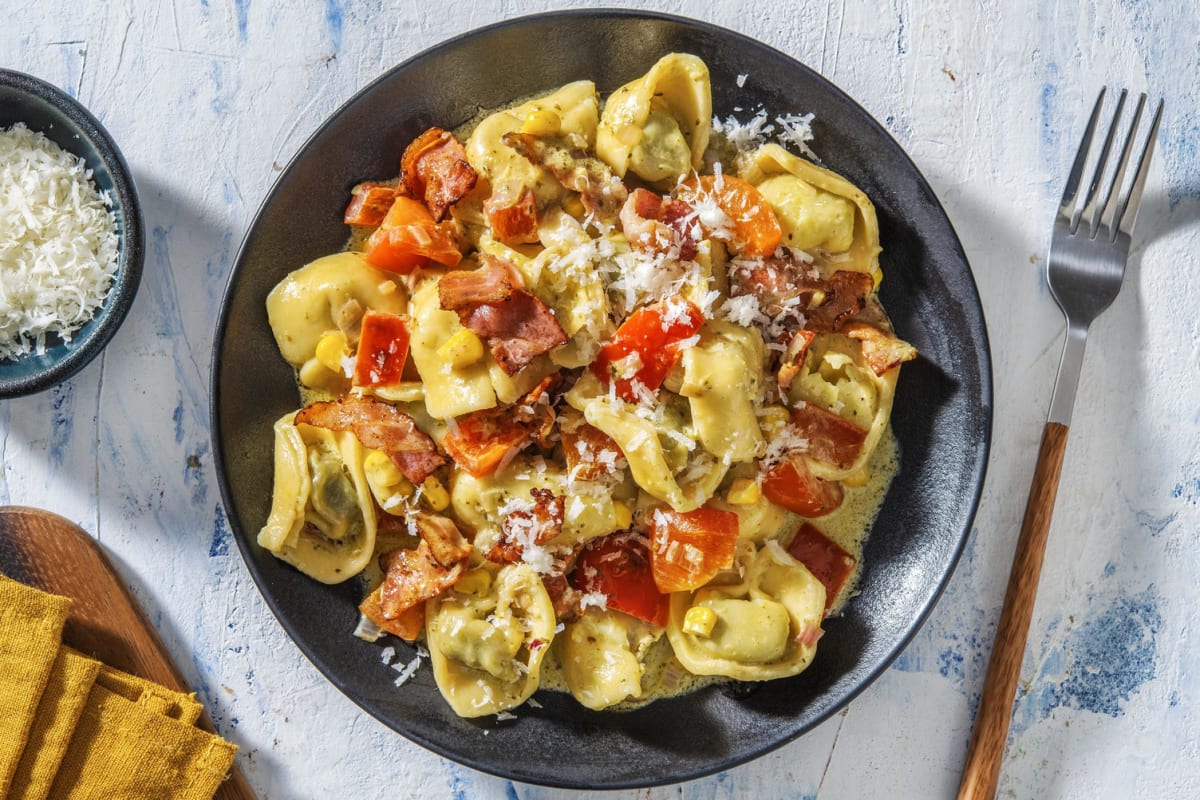 Creamy Basil Pesto Cheese Tortellini Pasta