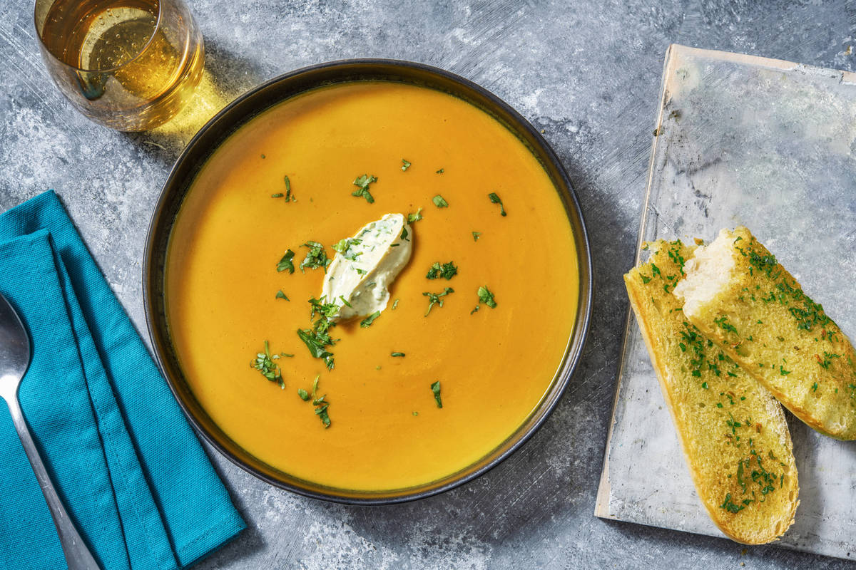 Velouté épicé butternut, coco & curcuma Recette HelloFresh