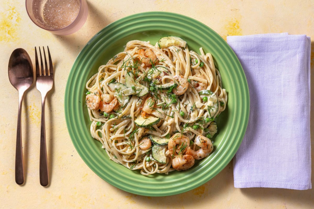 Roasted Shrimp and Zucchini Linguine