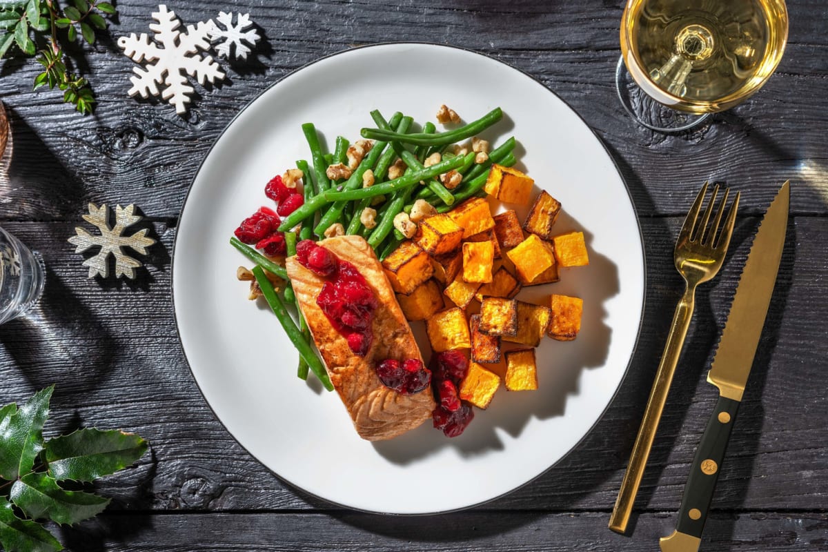 Saumon poêlé et chutney de canneberges