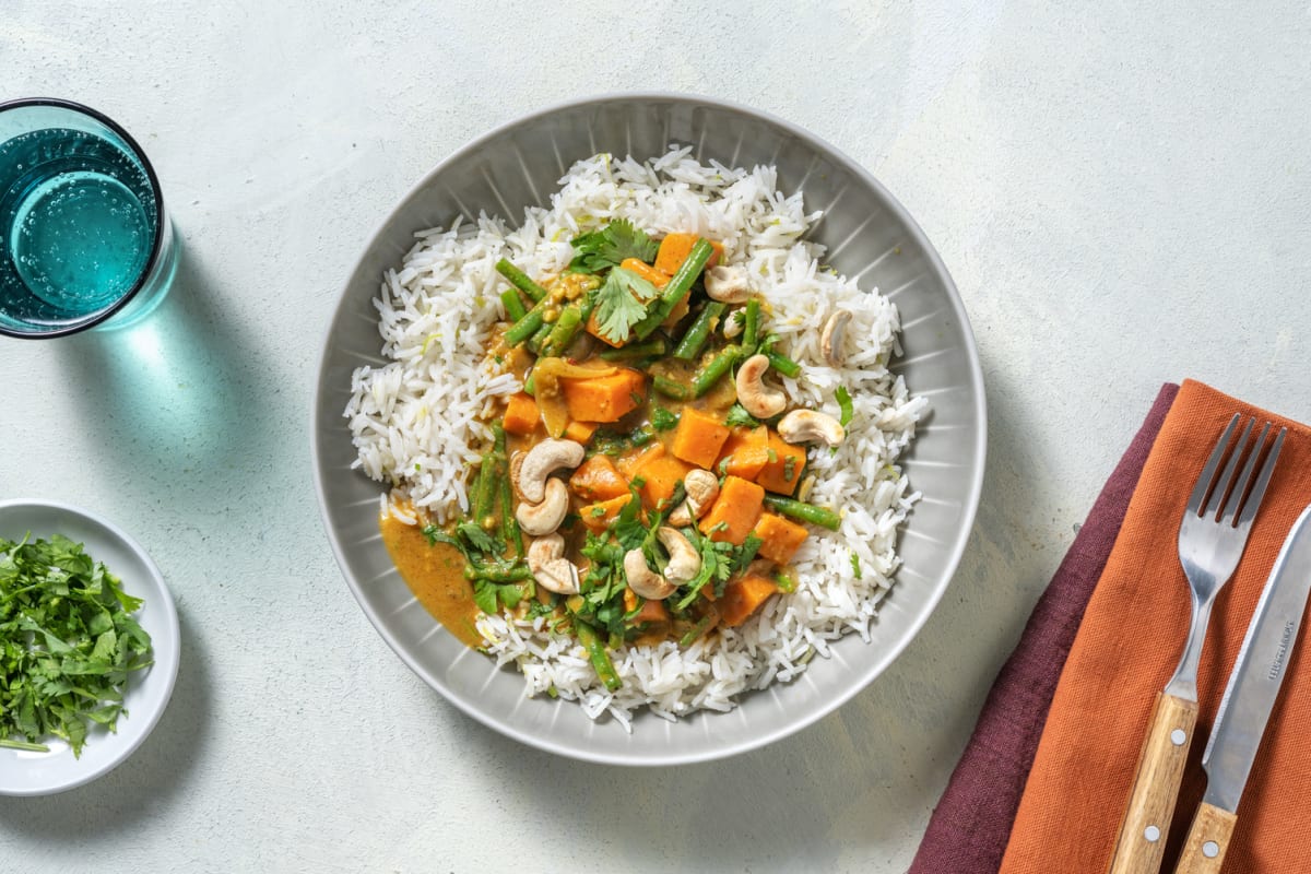 Sweet potato and cheap green bean curry