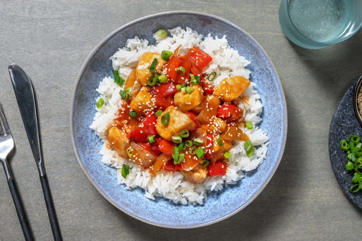 Hähnchenpfanne süßsauer mit Paprika