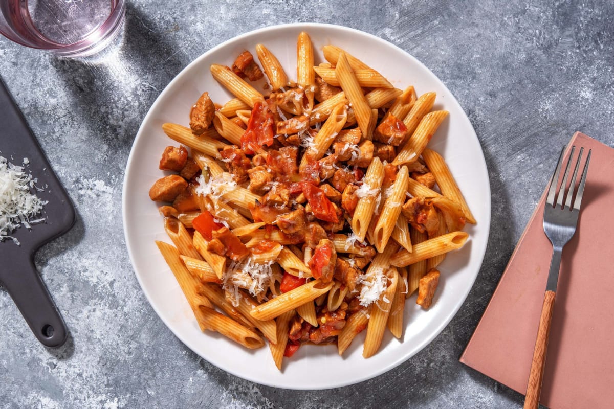 Fläskkött i mustig tomatsås