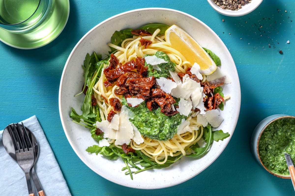 Linguine et pesto d’épinards maison