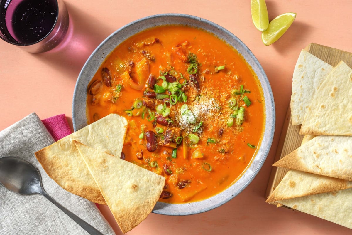 Herzhafte Kokoscremesuppe mit Kidneybohnen