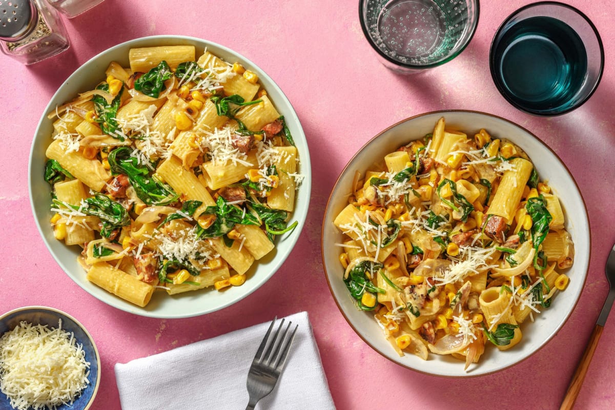 Speedy Creamy Chorizo and Sweetcorn Pasta