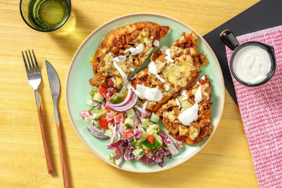 Double veggie - Pizza sur naan au kebab döner végétarien de céleri-rave